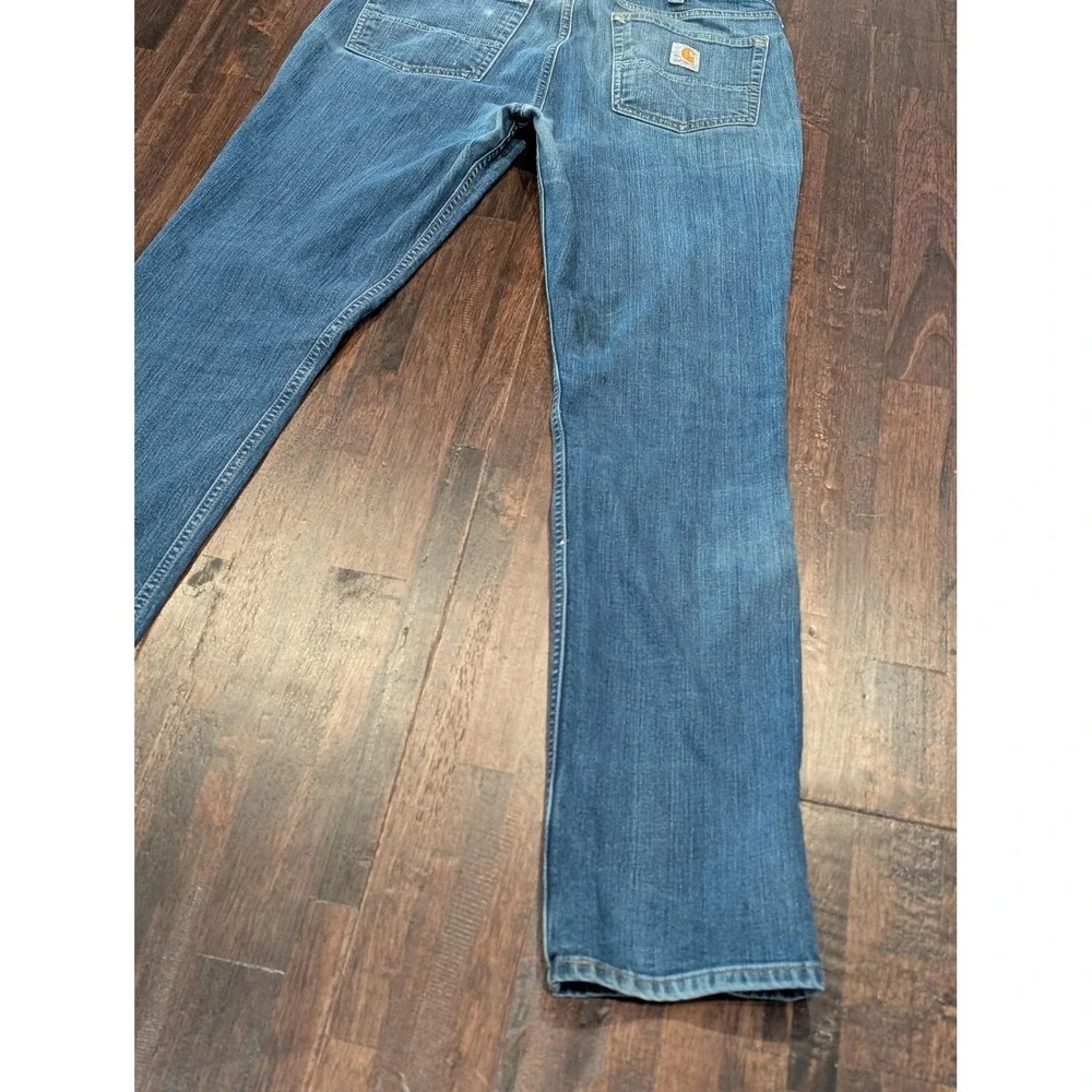Carhartt Jeans Mens 34x34 Blue Rugged Flex Straight Leg Stretch Denim Paint - Picture 11 of 16